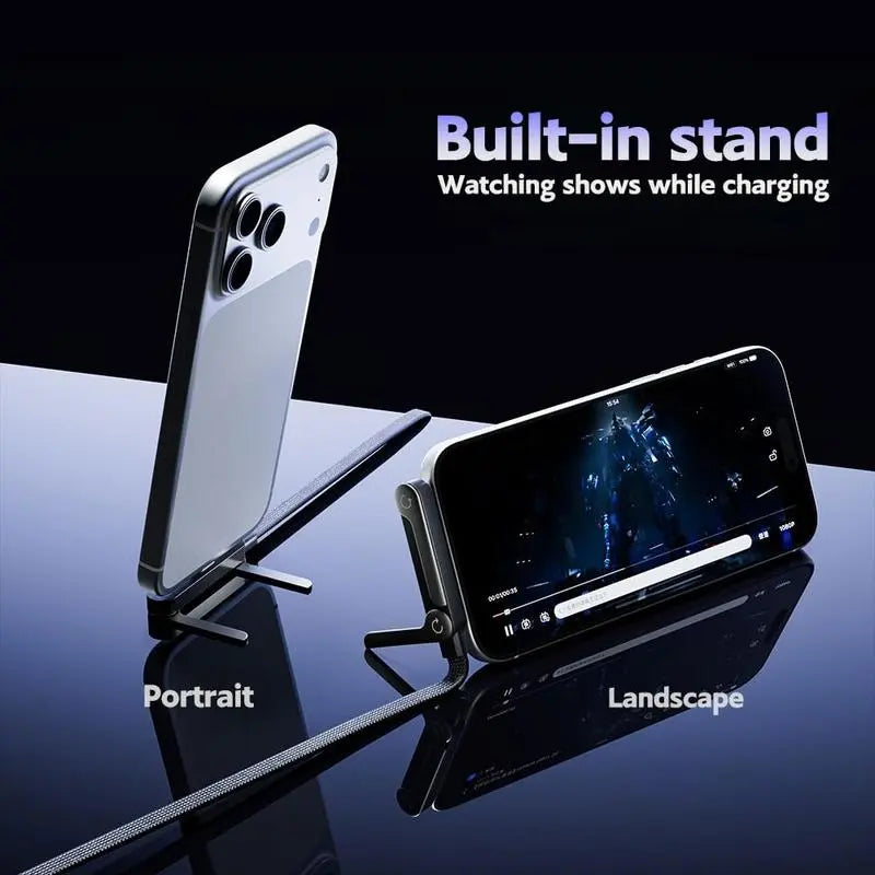 Revolutionary Invisible Holder Charger Cable with Stand - 240W Super Fast Charging & Versatile Phone Stand for Gaming, Office, and Travel - Compatible with Type-C Devices
